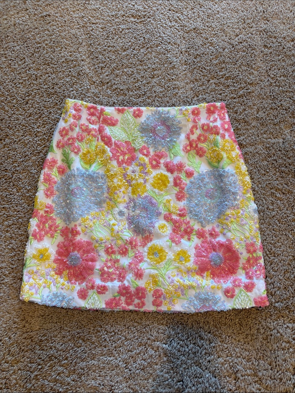 Lilly Pulitzer Floral Beaded Mini Skirt